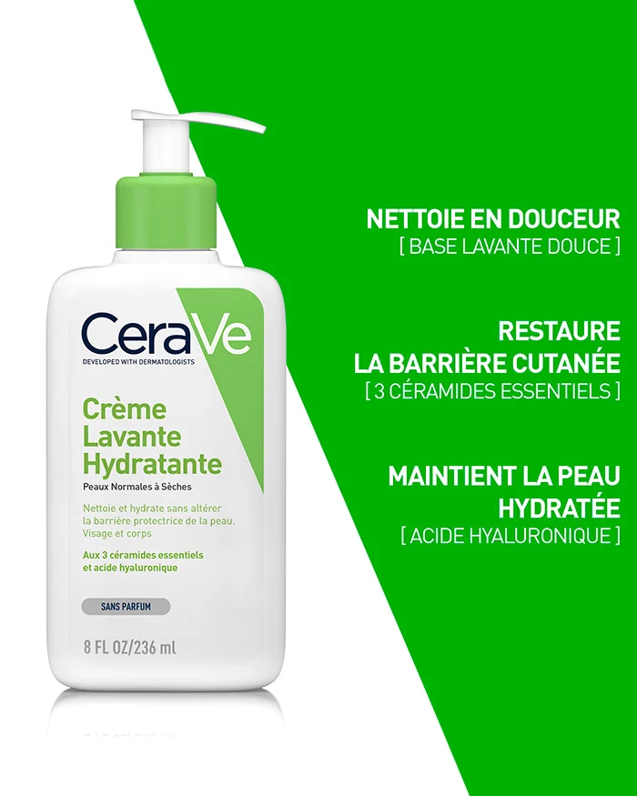 CERAVE Crème lavante hydratante pour peaux normales à sèches 236ml