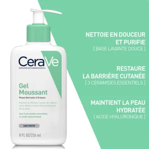 CERAVE Gel moussant pour peaux normales à grasses 236ml