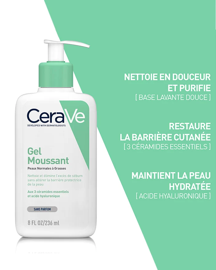 CERAVE Gel moussant pour peaux normales à grasses 236ml