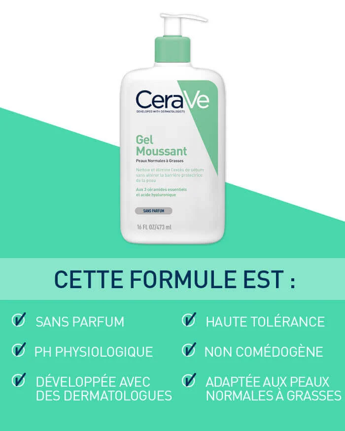 CERAVE Gel moussant pour peaux normales à grasses 236ml – Image 3