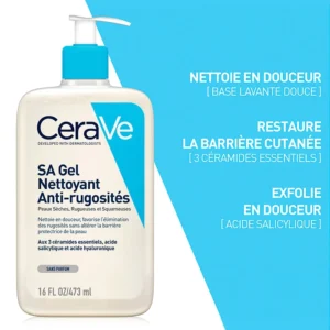 CERAVE Gel nettoyant anti-rugosités​ à l’Acide Salicylique​ pour peaux sèches, rugueuses et squameuses 236ml